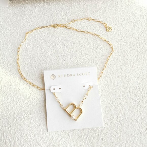 Kendra Scott Letter B Freshwater Cultured Pearl Gold Necklace - Picture 3 of 3